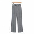 Pantalon Évasé Taille Haute Gris S - My Store